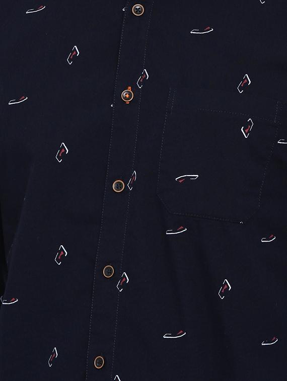 navy blue printed casual shirt - 16456419 - Zoom Image - 5