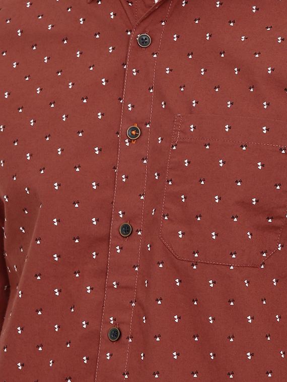 brick red printed casual shirt - 16456425 - Zoom Image - 5