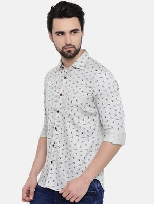 grey printed casual shirt - 16456441 - Standard Image - 2