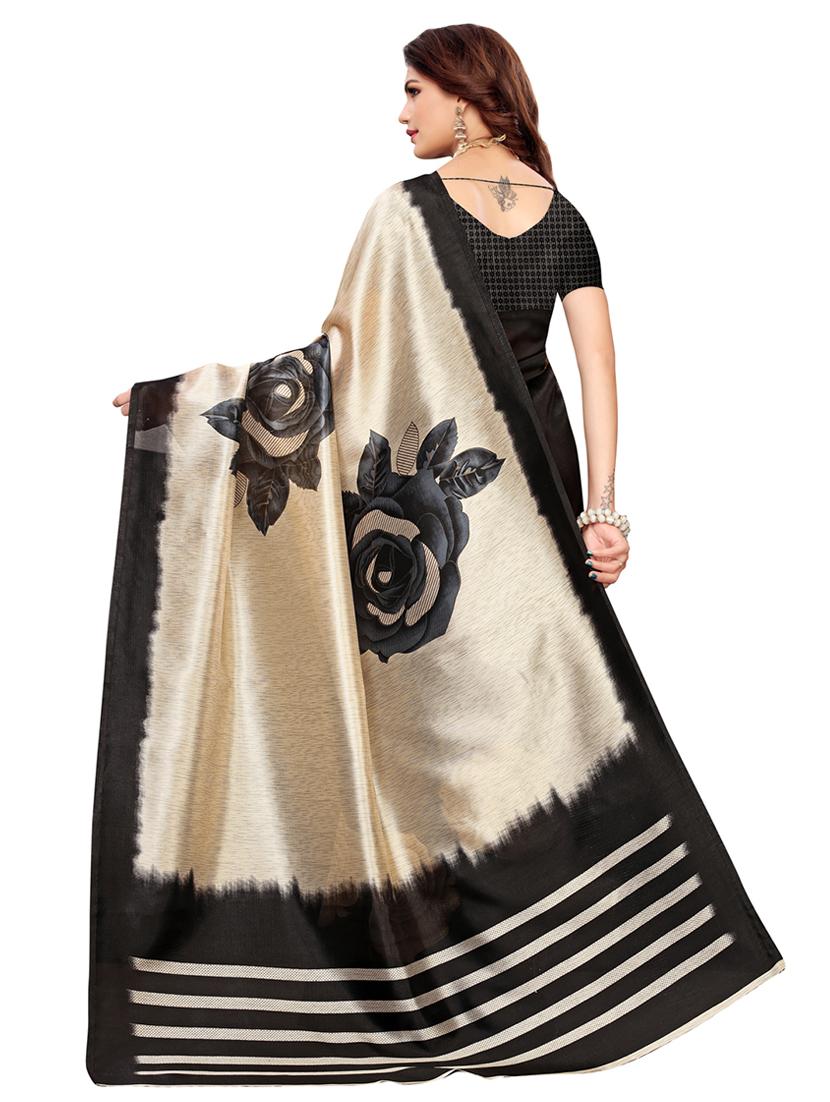 floral half and half saree with blouse - 16456615 - Zoom Image - 2