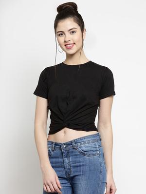 knot detail solid crop tee - 16456855 - Standard Image - 2