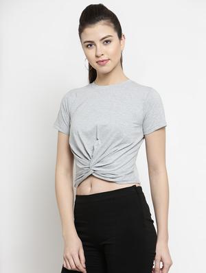 knot detail solid crop tee - 16456857 - Standard Image - 2