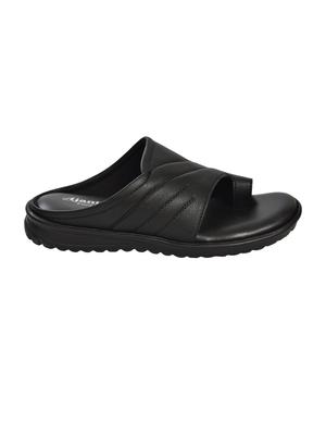 ajanta black leatherette slip on sandals - 16456991 - Standard Image - 2