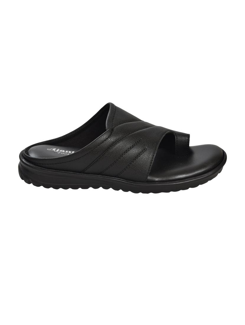 ajanta black leatherette slip on sandals - 16456991 - Zoom Image - 2
