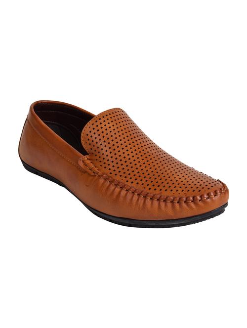 ajanta tan leatherette slip on loafers - 16457055 - Very Small Image - 1