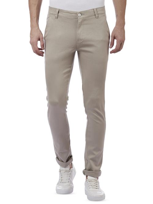 beige solid chinos - 16458279 - Standard Image - 1