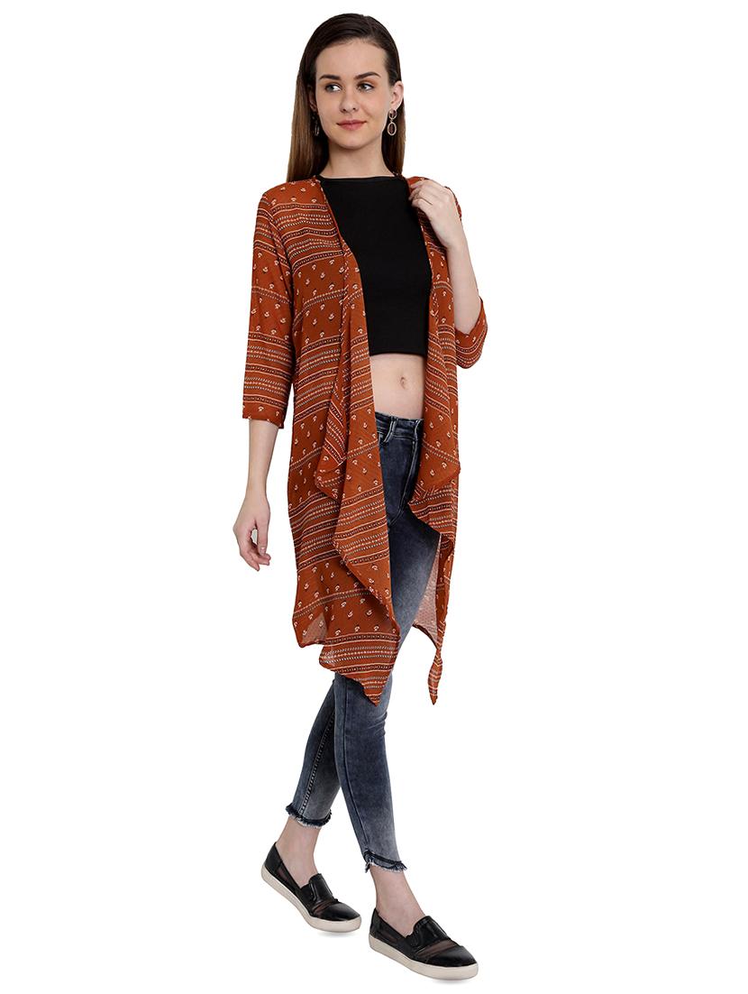 asymmetric printed long line shrug - 16459657 - Zoom Image - 2