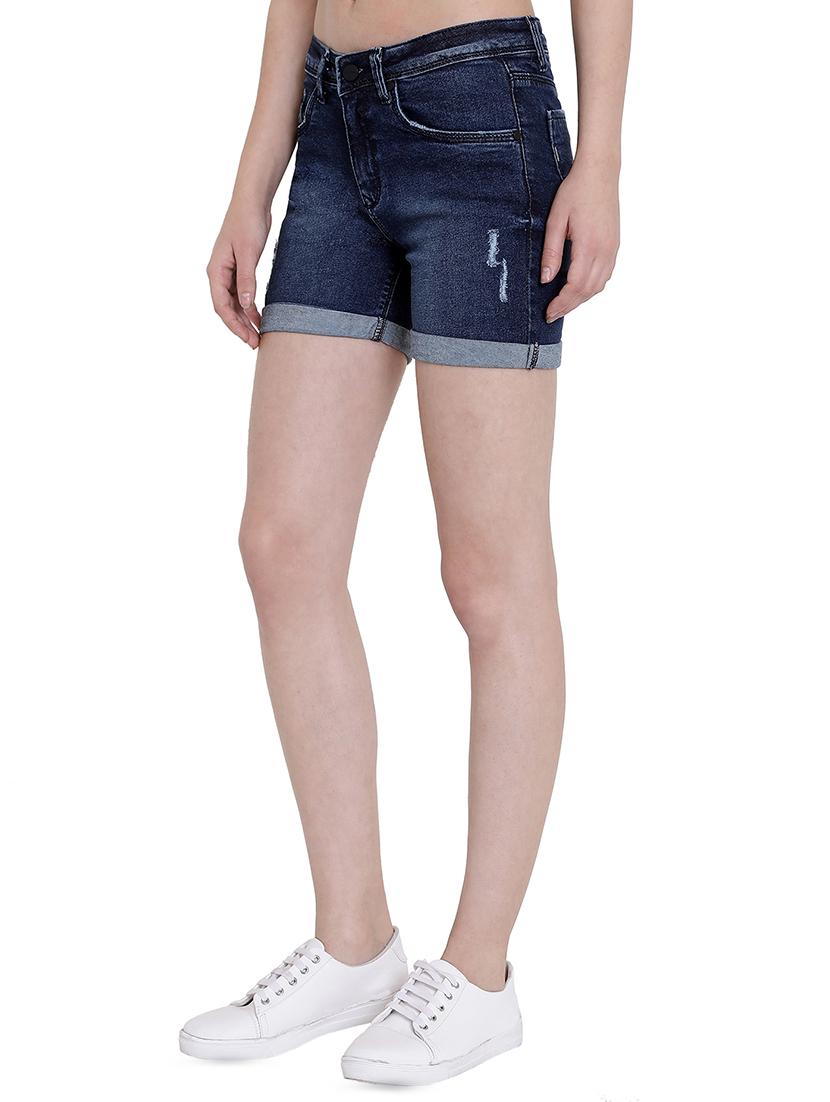 distressed detail stone washed shorts - 16459728 - Zoom Image - 2