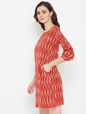 boat neck ikat a-line dress - 16459831 - Standard Image - 2