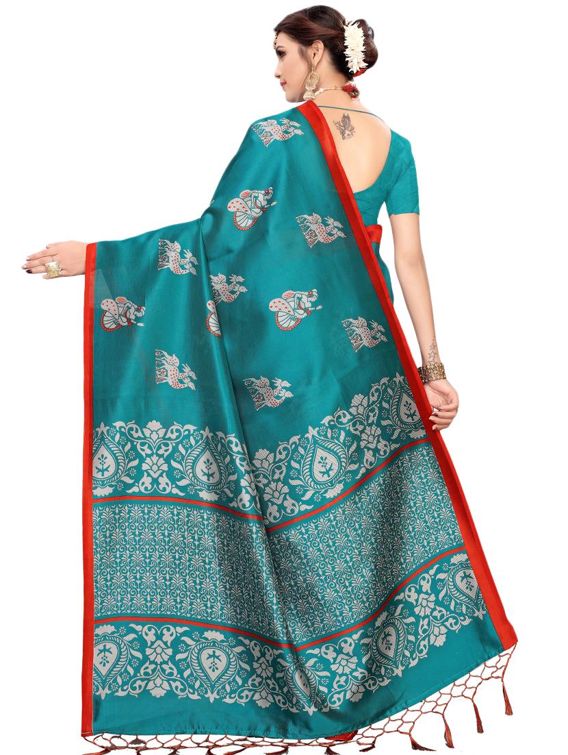 conversational printed saree with blouse - 16460146 - Zoom Image - 2