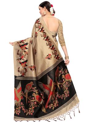 conversational printed saree with blouse - 16460167 - Standard Image - 2
