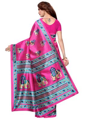conversational printed saree with blouse - 16460190 - Standard Image - 2
