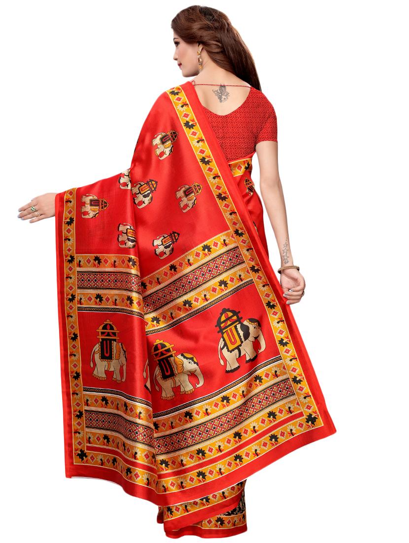 conversational printed saree with blouse - 16460192 - Zoom Image - 2