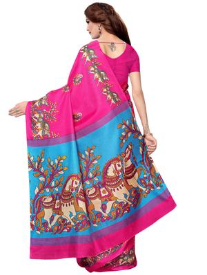 conversational printed saree with blouse - 16460208 - Standard Image - 2