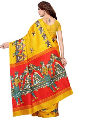 conversational printed saree with blouse - 16460220 - Standard Image - 2