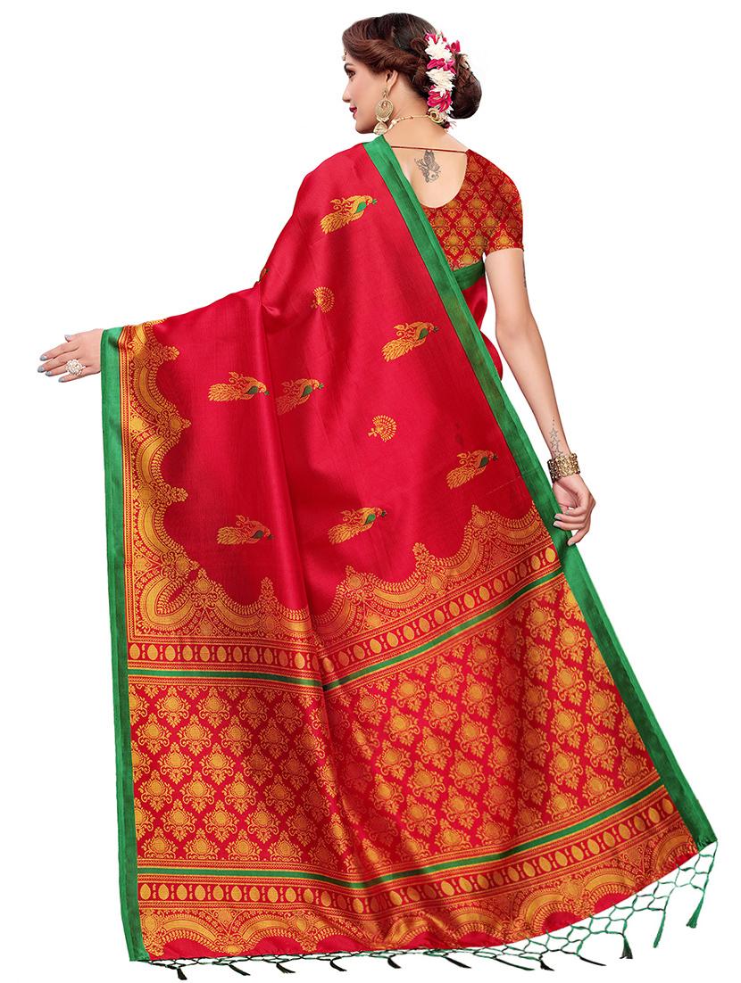 kalamkari printed saree with blouse - 16460285 - Zoom Image - 2