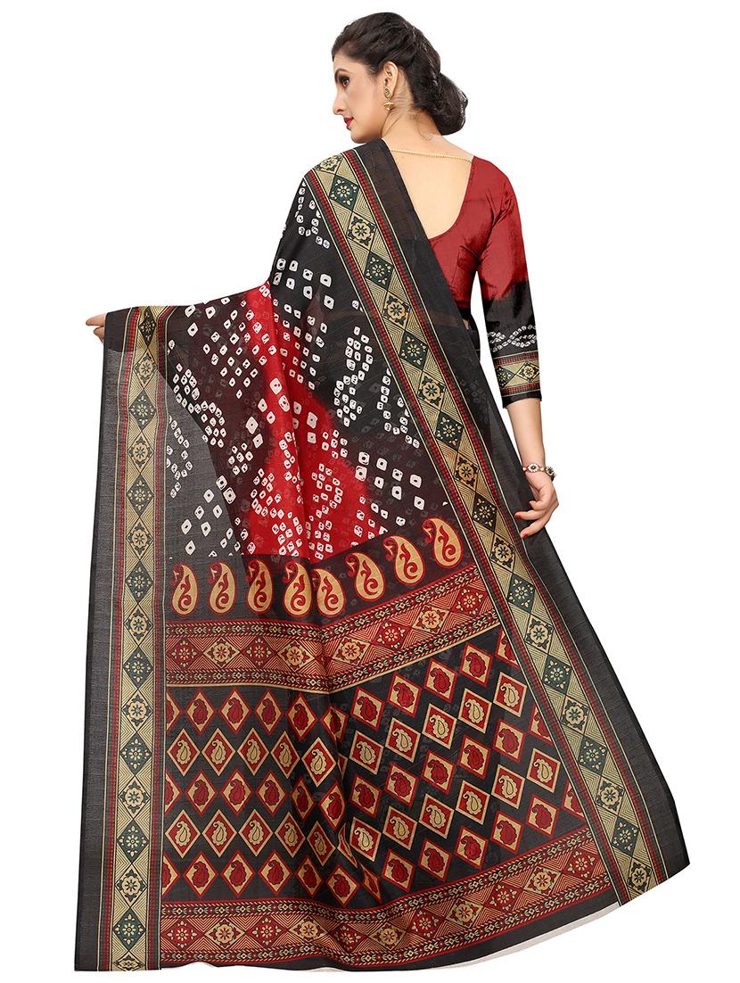 contrast shades bandhani saree with blouse - 16460302 - Zoom Image - 2