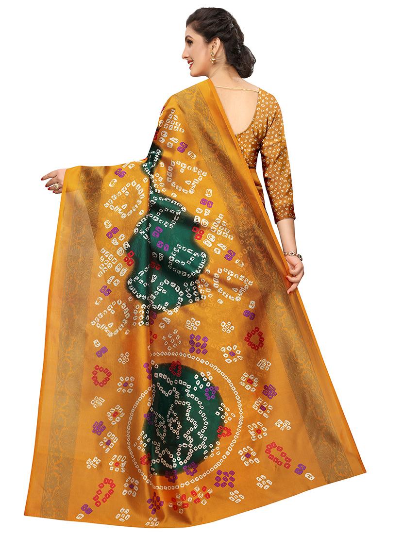 contrast shades bandhani saree with blouse - 16460306 - Zoom Image - 2