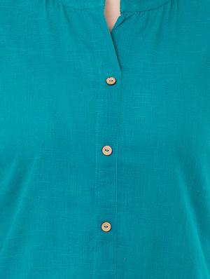 mandarin neck solid shirt - 16461651 - Standard Image - 5