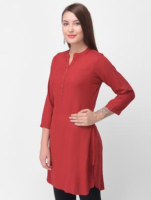 solid straight kurti - 16461666 - Standard Image - 2