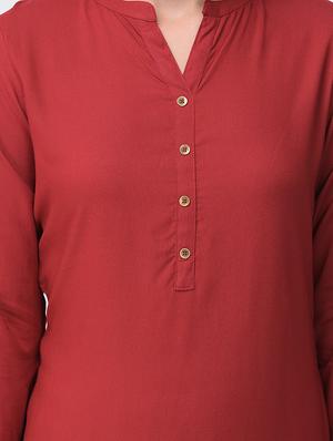 solid straight kurti - 16461666 - Standard Image - 5