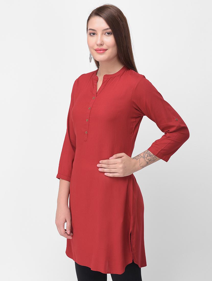solid straight kurti - 16461666 - Zoom Image - 2