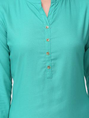 solid straight kurti - 16461669 - Standard Image - 5