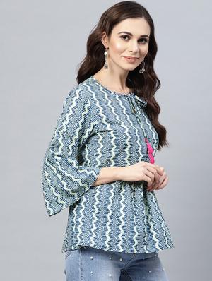 blue cotton regular top - 16463206 - Standard Image - 2