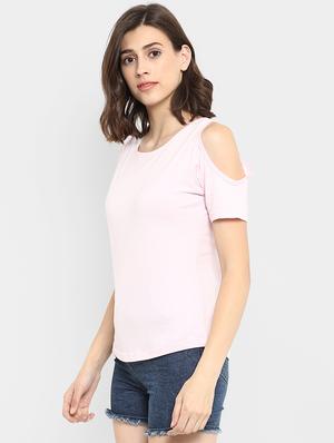 cold shoulder solid tee - 16465530 - Standard Image - 2