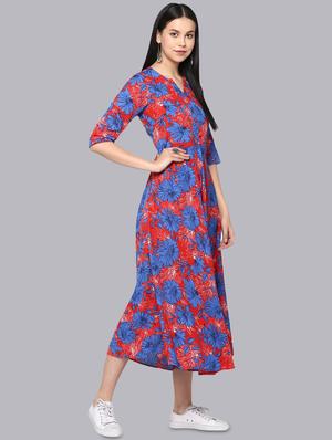 floral flared ethnic dress - 16465553 - Standard Image - 2