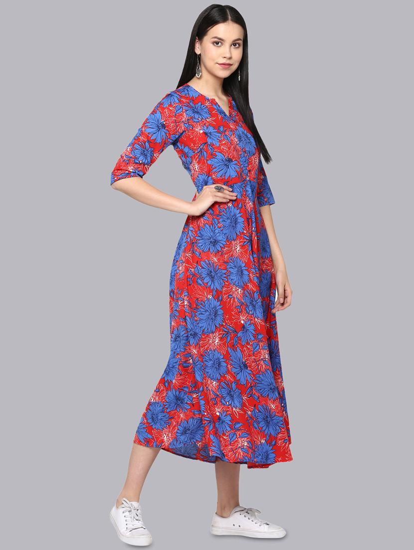 floral flared ethnic dress - 16465553 - Zoom Image - 2