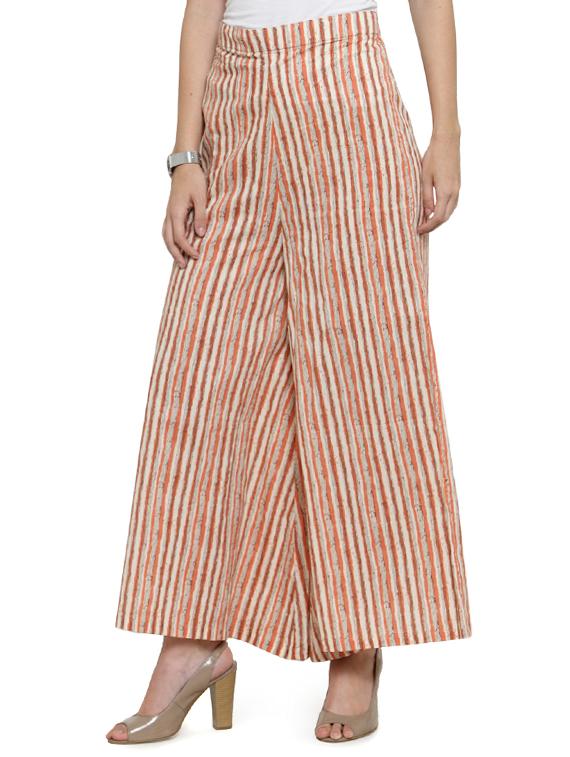 high rise striped palazzo - 16465761 - Zoom Image - 2