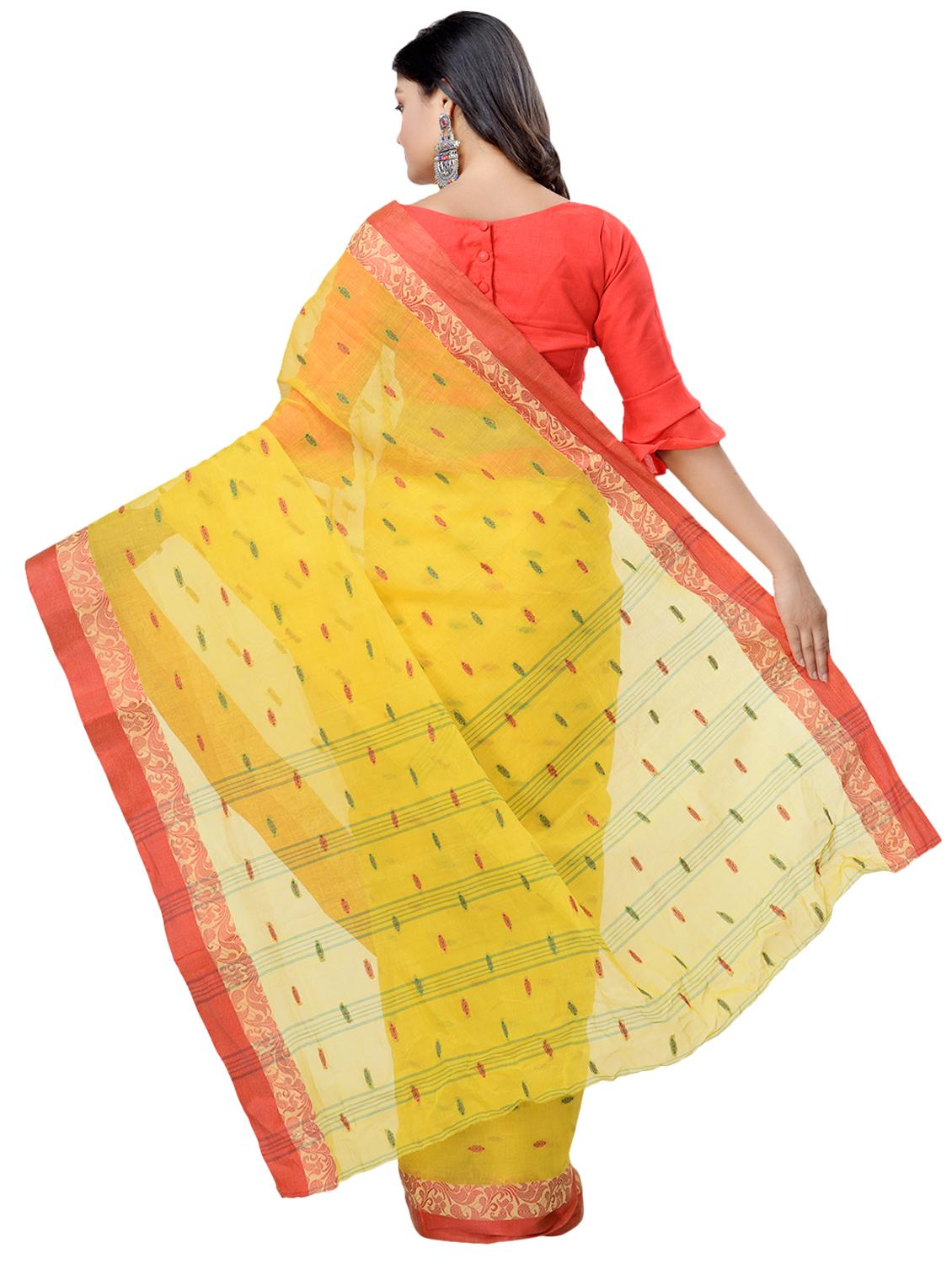 solid bordered tant saree - 16465894 - Zoom Image - 2