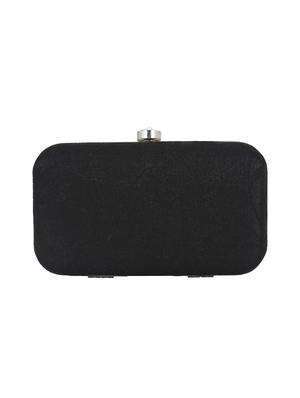 black cotton polyester blend box clutch - 16466018 - Standard Image - 2