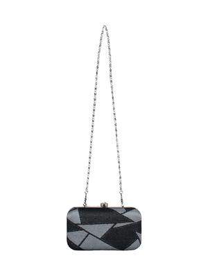 black cotton polyester blend box clutch - 16466018 - Standard Image - 5