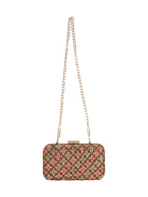 multi colored faux silk box clutch - 16466023 - Standard Image - 5