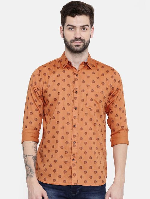 orange printed casual shirt - 16466203 - Standard Image - 1