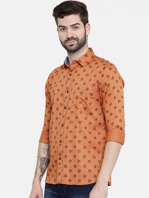 orange printed casual shirt - 16466203 - Standard Image - 2