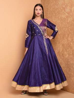 zari embroidered flared kurta - 16466347 - Standard Image - 2