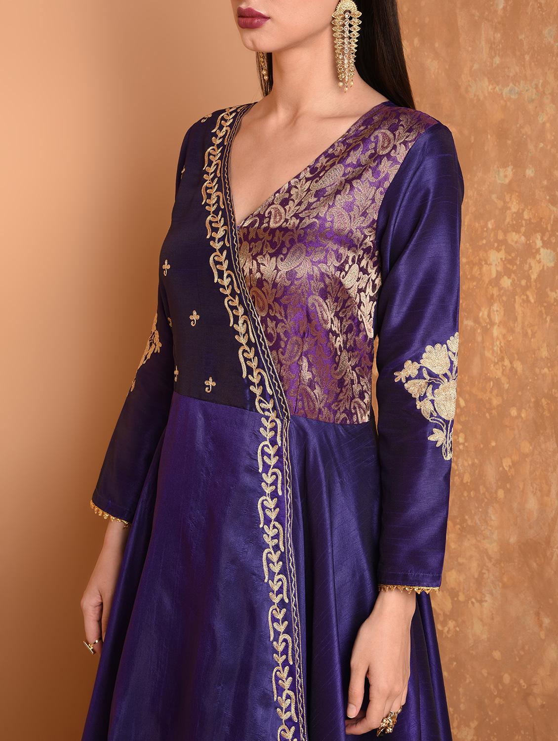 zari embroidered flared kurta - 16466347 - Zoom Image - 5