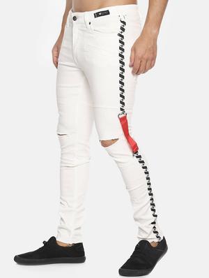 white side tape distressed denim jeans - 16466359 - Standard Image - 2