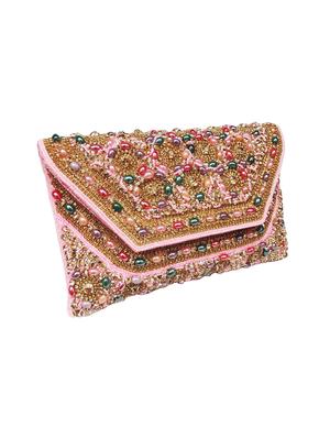 pink silk envelope clutch - 16466424 - Standard Image - 5