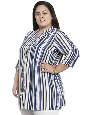 mandarin neck striped tunic - 16466514 - Standard Image - 2