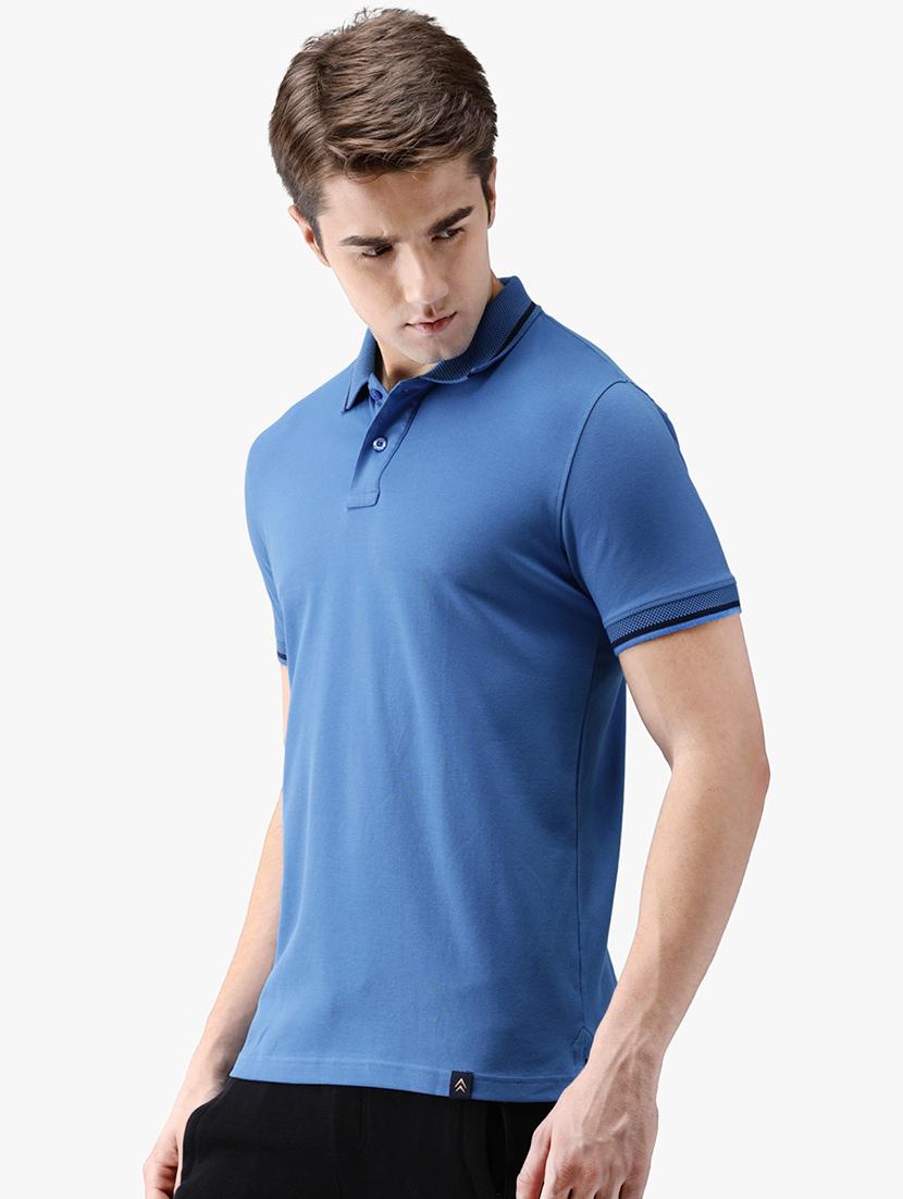 blue solid polo t-shirt - 16467579 - Zoom Image - 2