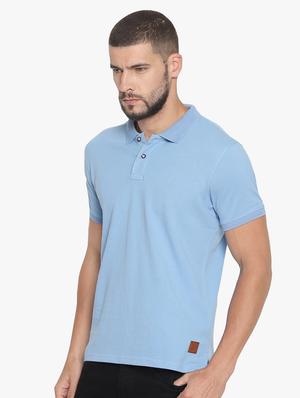 light blue solid polo t-shirt - 16467635 - Standard Image - 2