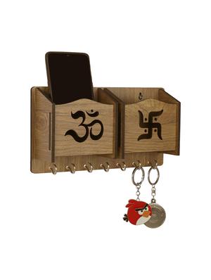 om-swastik-wooden key holder (7 hooks) - 16467913 - Standard Image - 2