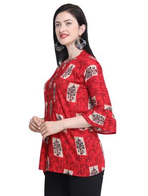 printed a-line kurti - 16470240 - Standard Image - 2
