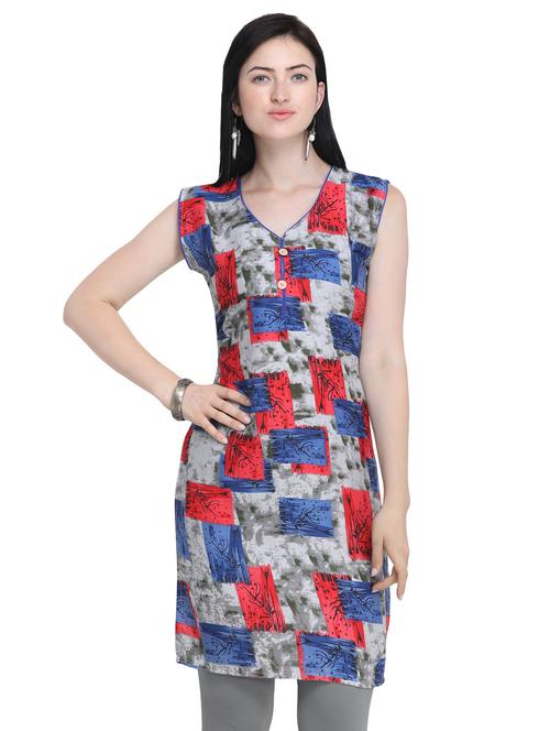 printed straight kurti - 16470247 - Standard Image - 1