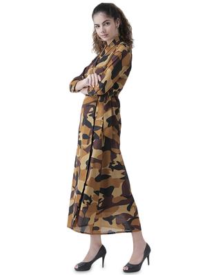 overlap neck camouflage wrap dress - 16470517 - Standard Image - 2