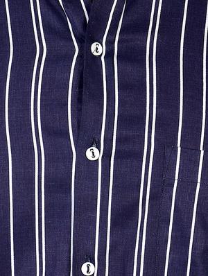 navy blue striped casual shirt - 16470624 - Standard Image - 5